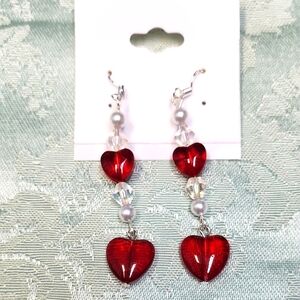 Elegant Red Heart Drop Earrings!
